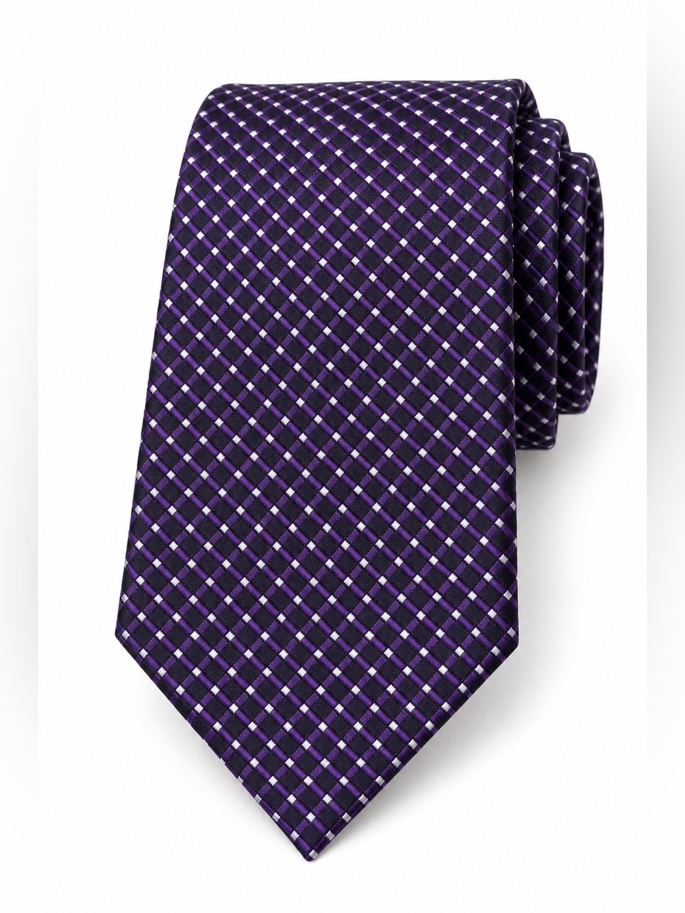 Ralph Lauren Purple Label 100% Silk Tie Black/Purple Geometric Pattern